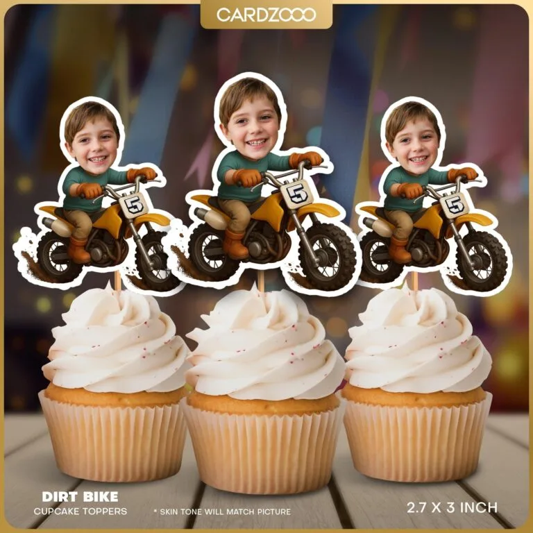 Dirt Bike Custom Face Cupcake Toppers