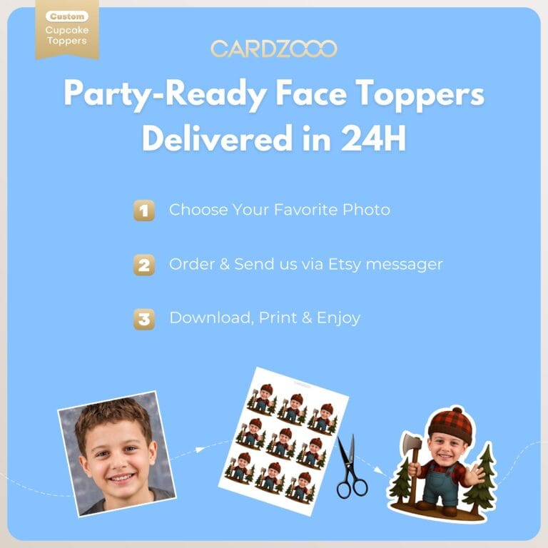 Lumberjack Custom Face Cupcake Toppers - Image 3
