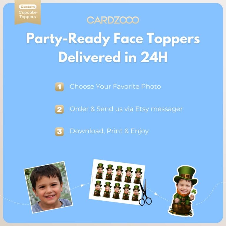 St. Patrick’s Day Leprechaun Custom Face Cupcake Toppers - Image 3