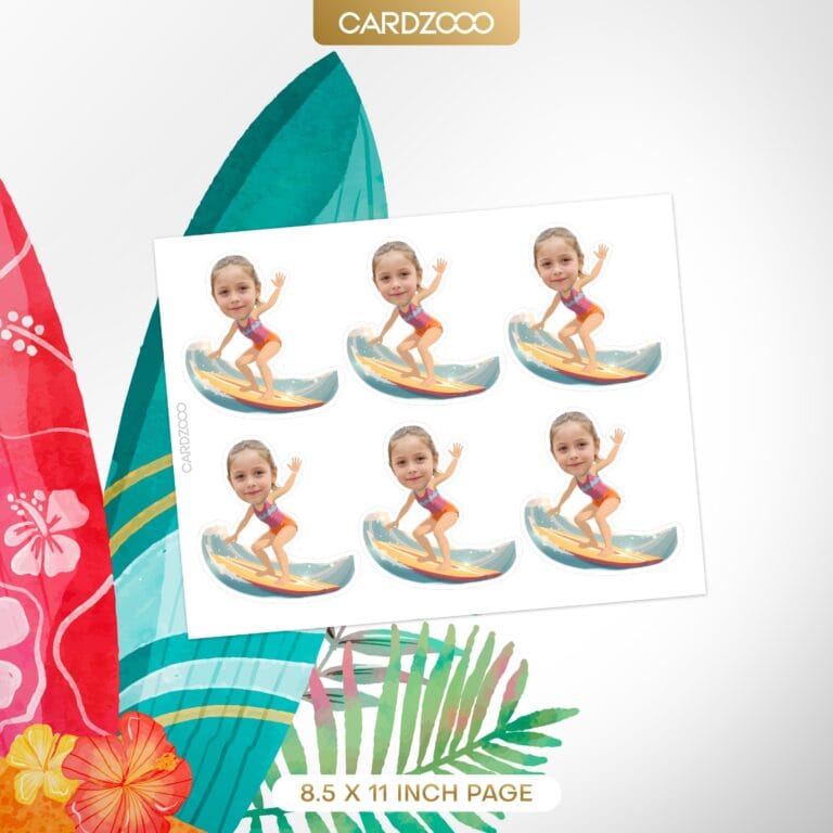 Custom Face Surfing Cupcake Toppers - Image 2
