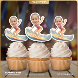 Custom Face Surfing Cupcake Toppers