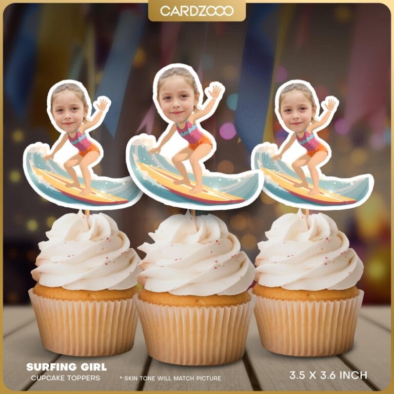 Custom Face Surfing Cupcake Toppers