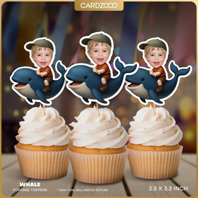 Whale Custom Face Cupcake Toppers