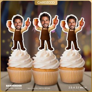 Bartender Custom Face Cupcake Toppers
