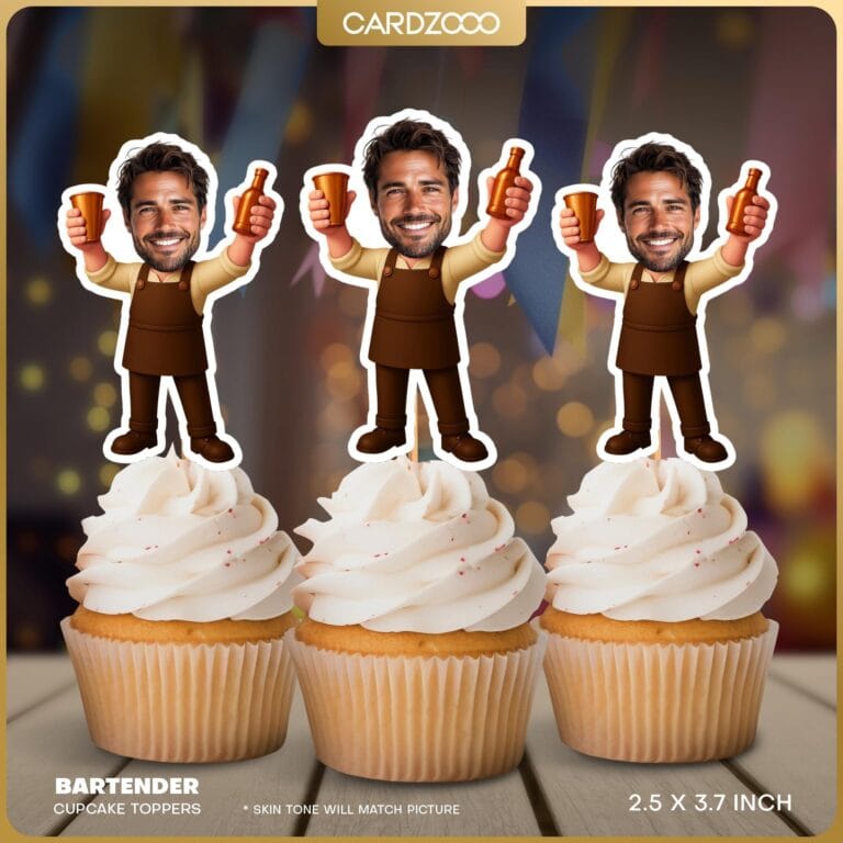 Bartender Custom Face Cupcake Toppers