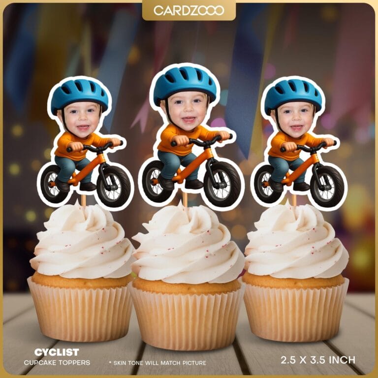 Cyclist Custom Face Cupcake Toppers