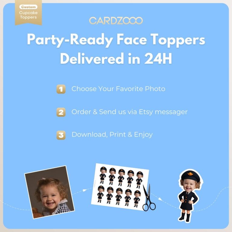 Flight Attendant Custom Face Cupcake Toppers - Image 3