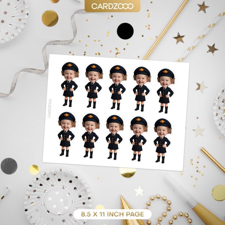 Flight Attendant Custom Face Cupcake Toppers - Image 2