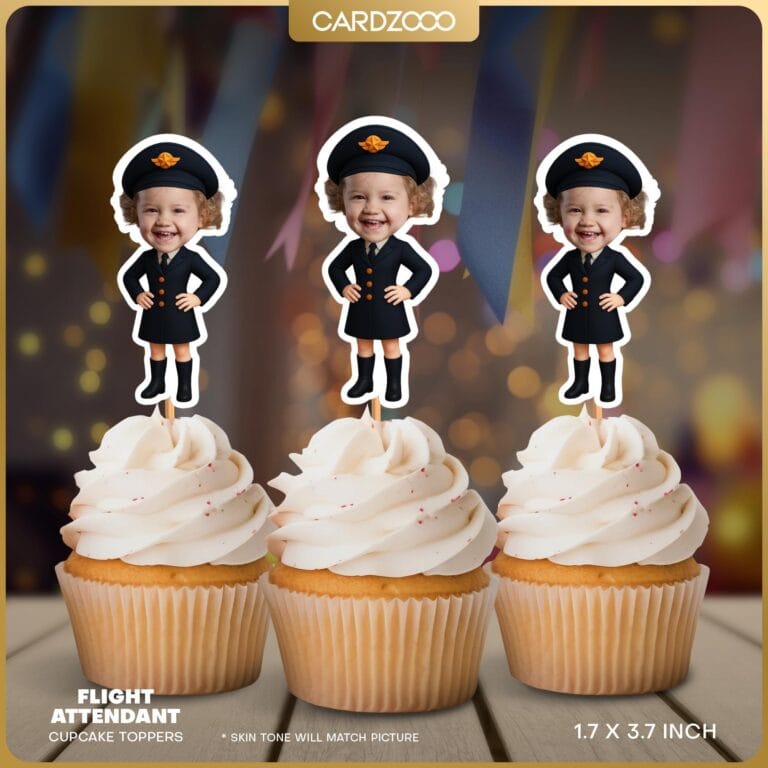 Flight Attendant Custom Face Cupcake Toppers