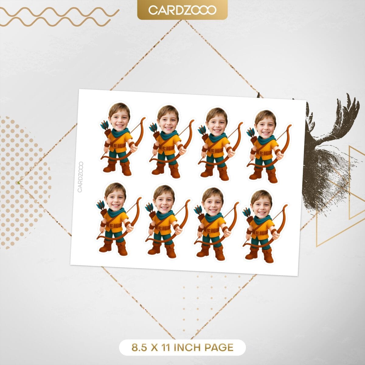 Hunter with Bow Custom Face Cupcake Toppers - Image 2