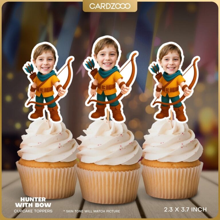 Hunter with Bow Custom Face Cupcake Toppers