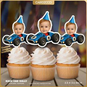 Race Car Rally Custom Face Cupcake Toppers