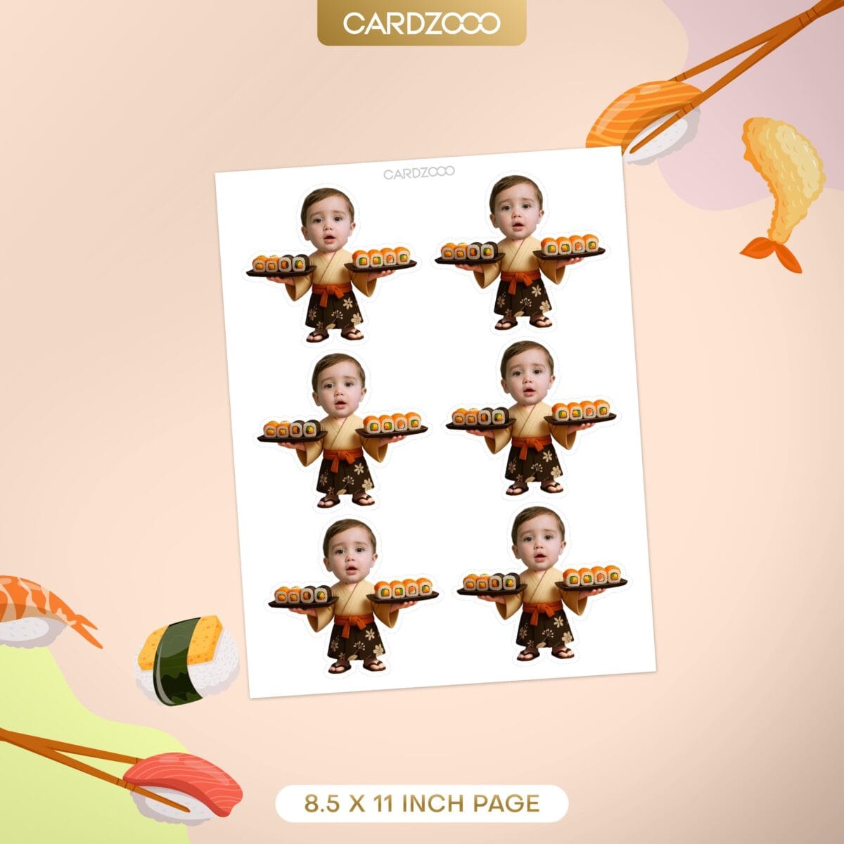 Sushi Chef Custom Face Cupcake Toppers - Image 2
