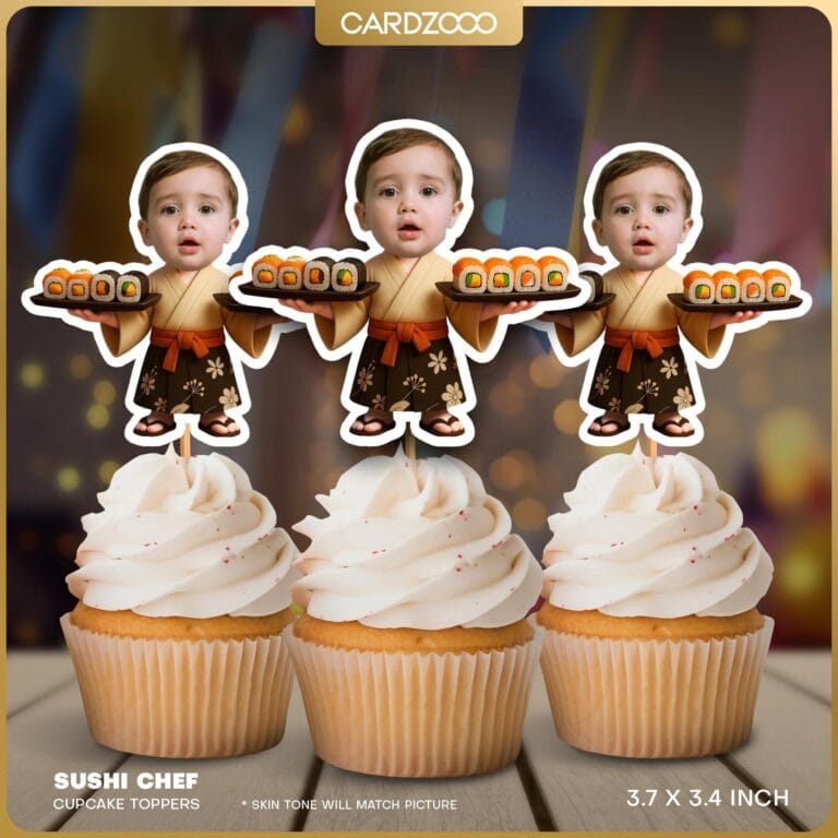 Sushi Chef Custom Face Cupcake Toppers