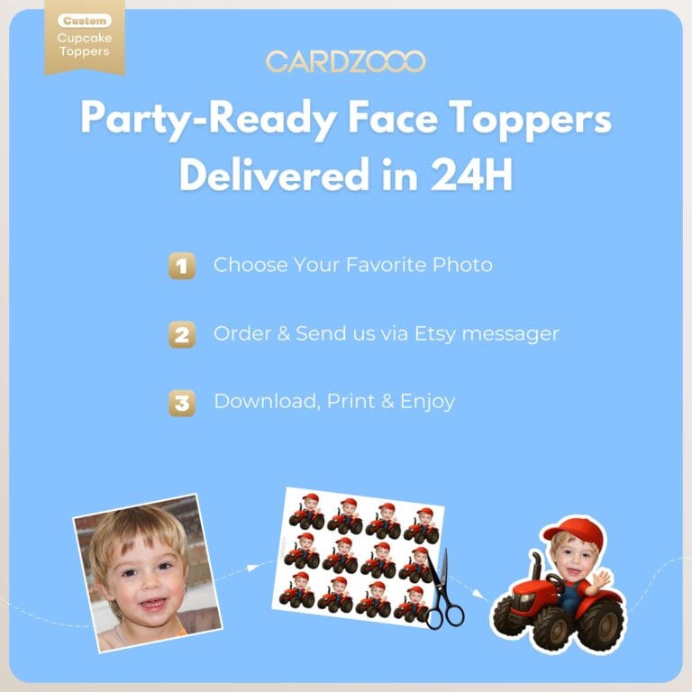 Tractor Driver Custom Face Cupcake Toppers - Image 3