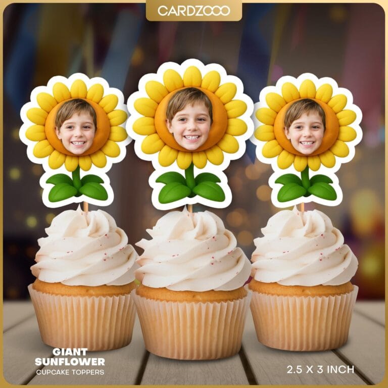Sunflower Custom Face Cupcake Toppers