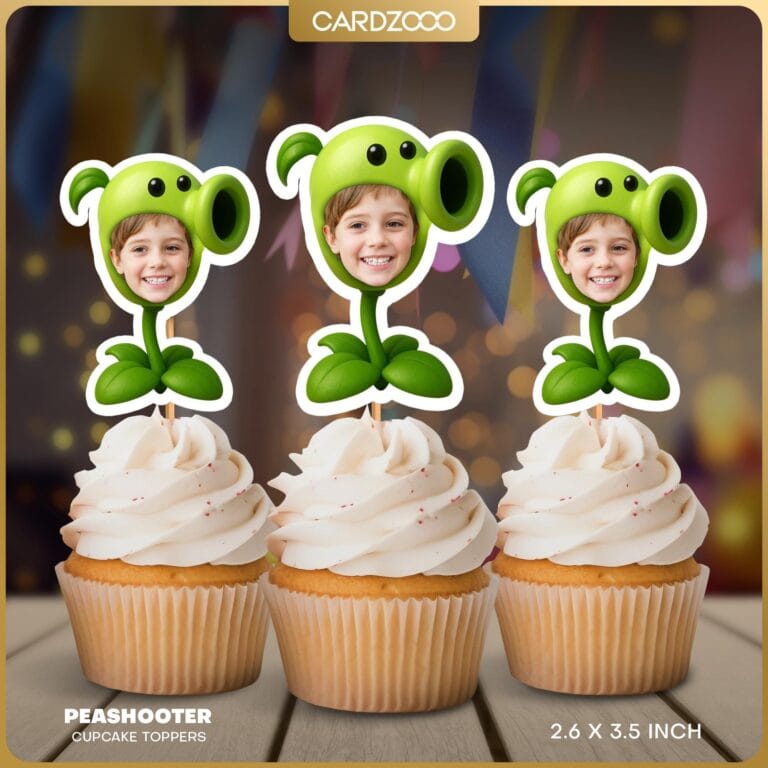 Pea Shooter Custom Face Cupcake Toppers