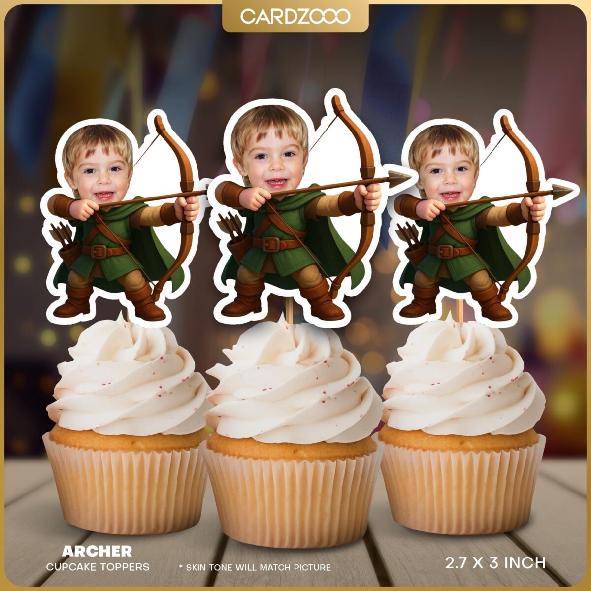 Archer Custom Face Cupcake Toppers