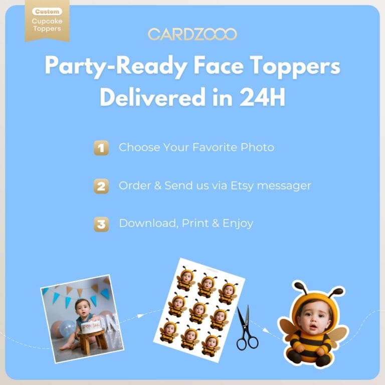 Bee Custom Face Cupcake Toppers - Image 3