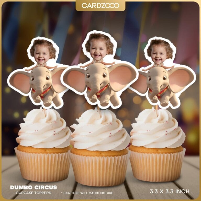 Dumbo Circus Custom Face Cupcake Toppers