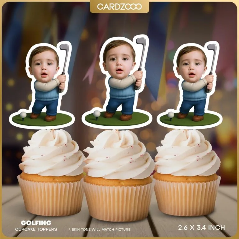 Golf Custom Face Cupcake Toppers