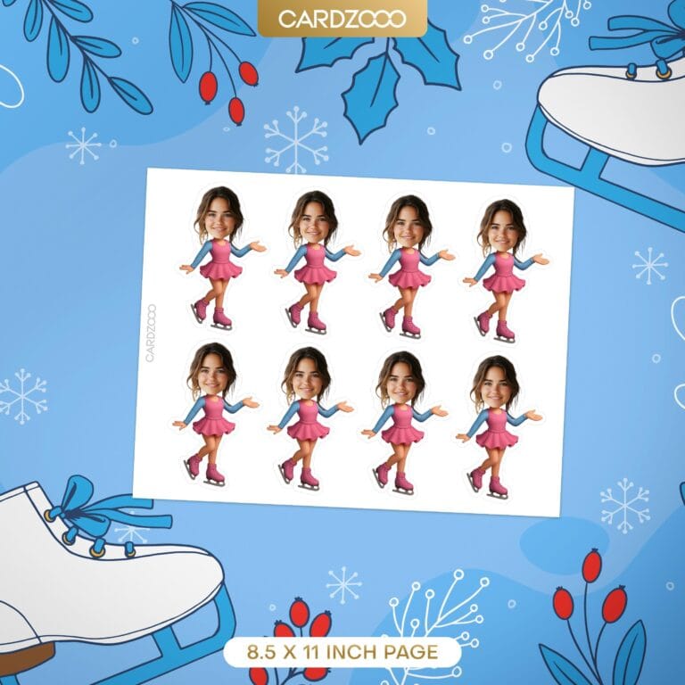 Ice Skating Girl Custom Face Cupcake Toppers - Image 2