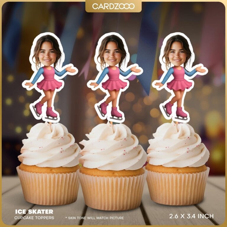 Ice Skating Girl Custom Face Cupcake Toppers
