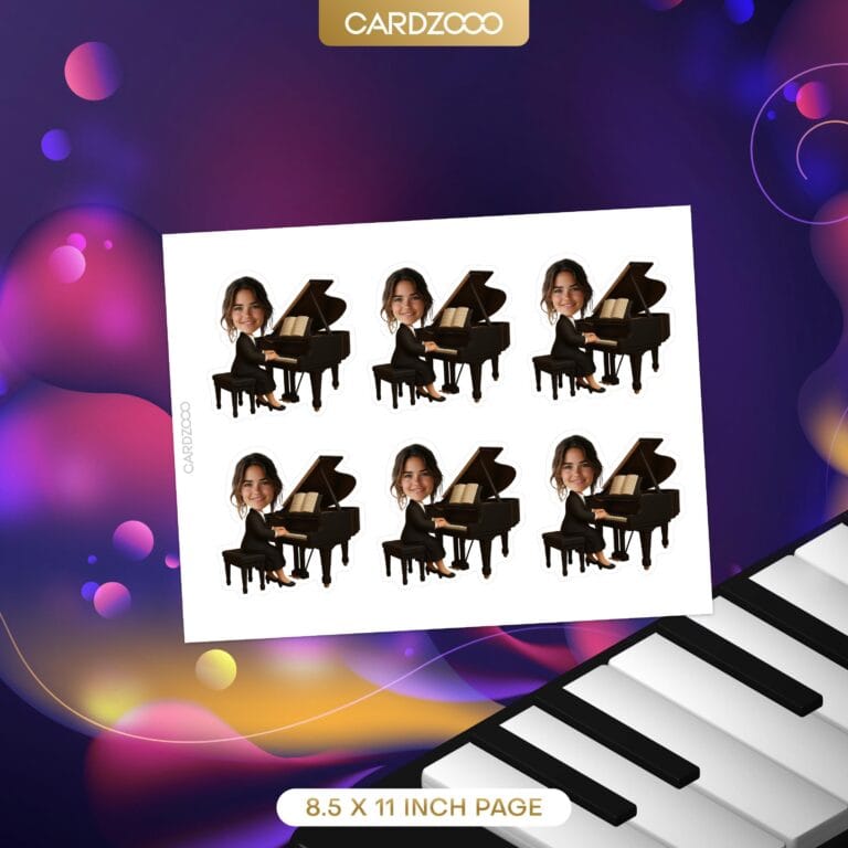 Pianist Girl Face Cupcake Toppers - Image 2