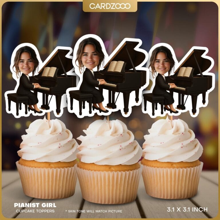 Pianist Girl Face Cupcake Toppers