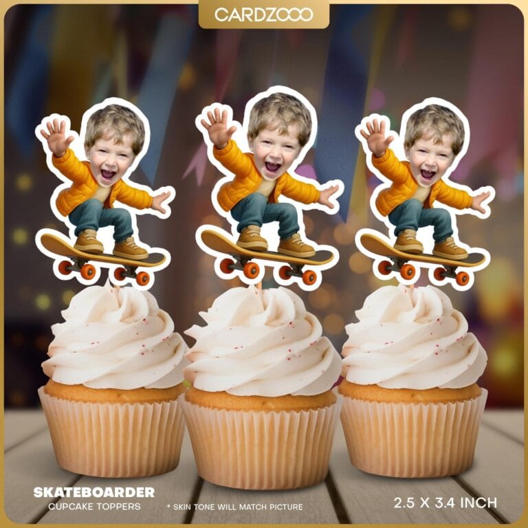 Skateboarder Custom Face Cupcake Toppers