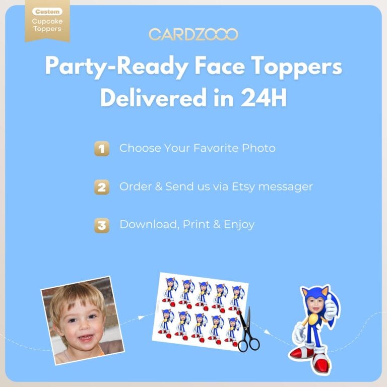 Sonic The Hedgehog Personalized Face Cupcake Toppers - Image 3