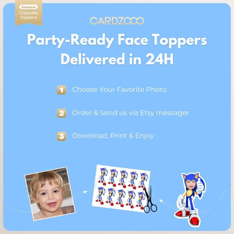 Sonic The Hedgehog Personalized Face Cupcake Toppers - Image 3