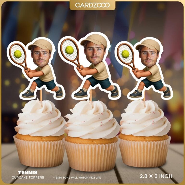 Tennis Player Custom Face Cupcake Toppers