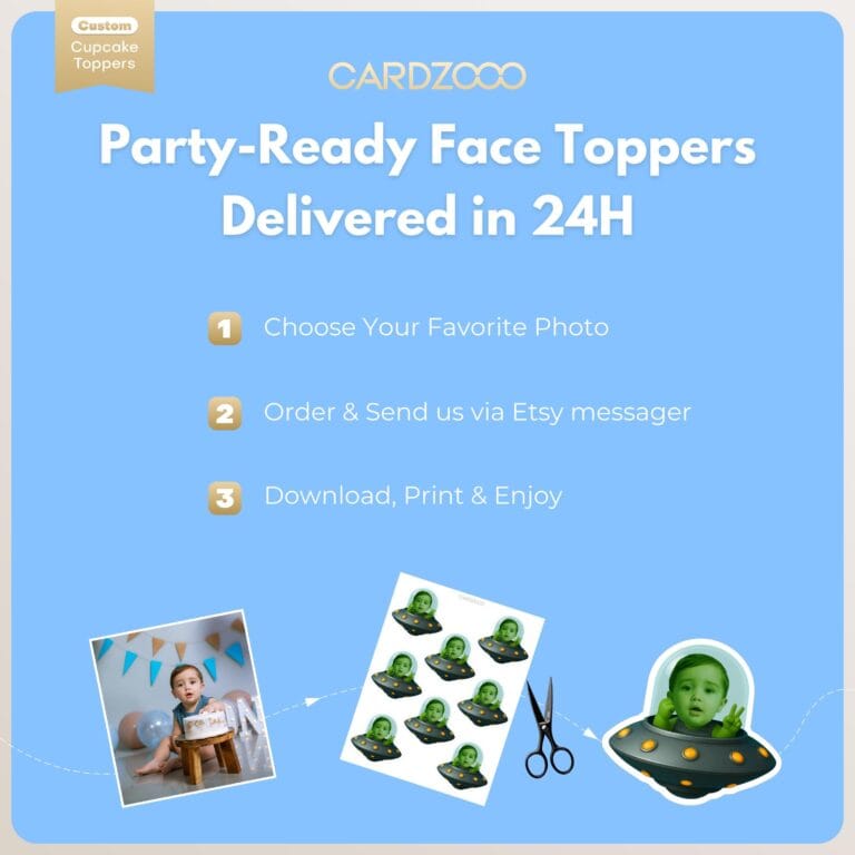UFO Martian Custom Face Cupcake Toppers - Image 3