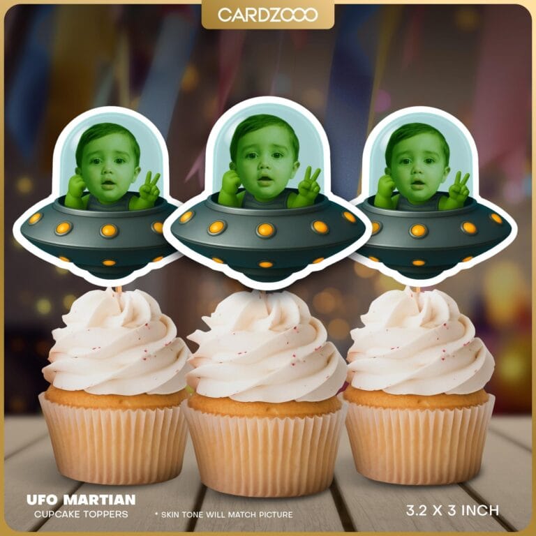 UFO Martian Custom Face Cupcake Toppers