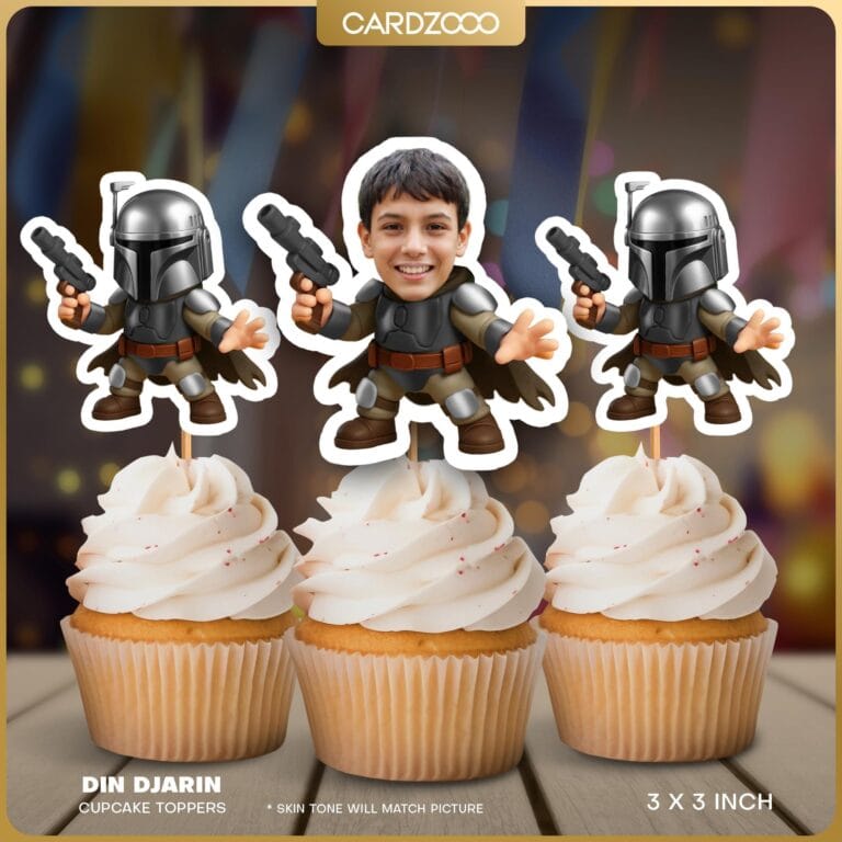 DIN DJARIN Custom Face Cupcake Toppers