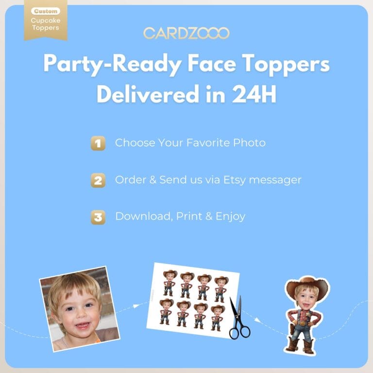 Cowboy Custom Face Cupcake Toppers - Image 3