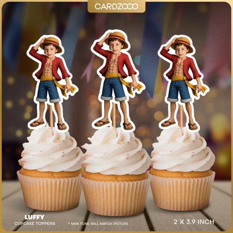Luffy Personalized Face Cupcake Toppers