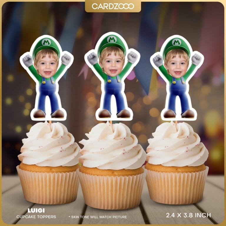 Luigi Custom Face Cupcake Toppers