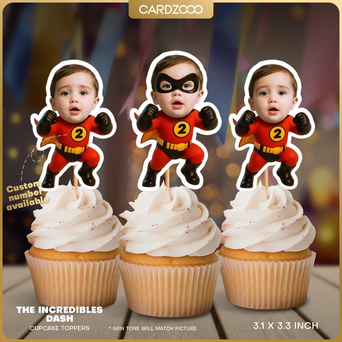 The Incredible Dash Custom Face Cupcake Toppers
