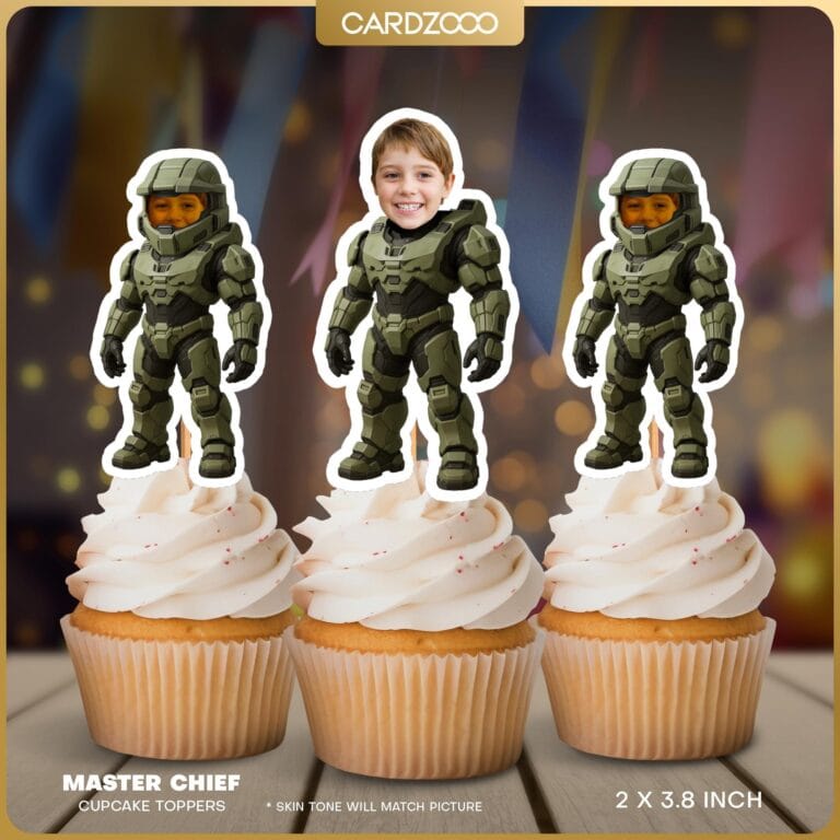 Master Chief Custom Face Cupcake Toppers