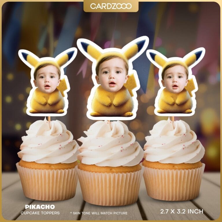 Pikachu Custom Face Cupcake Toppers