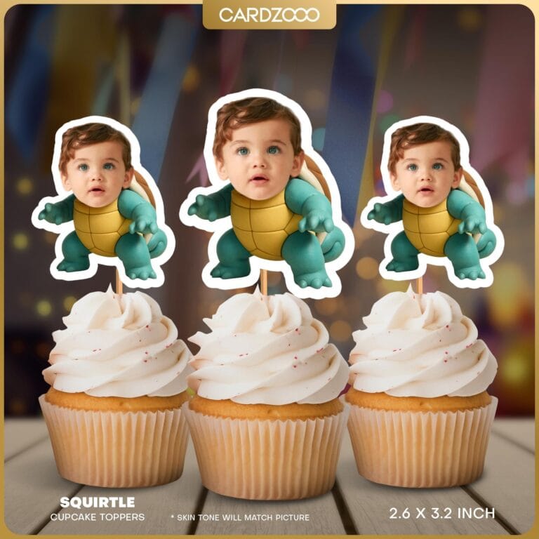 Squirtle Custom Face Cupcake Toppers