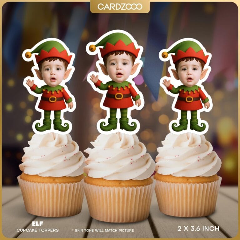 Elf Personalized Face Cupcake Toppers
