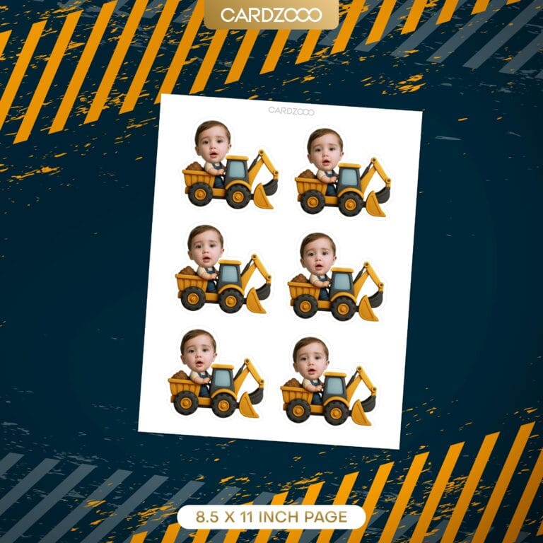 Excavator Custom Face Cupcake Toppers - Image 2