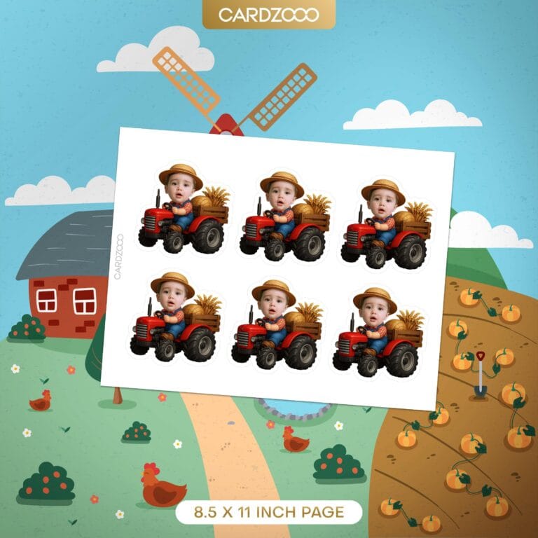 Farmer Tractor Custom Face Cupcake Toppers - Image 2