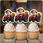 Farmer Tractor Custom Face Cupcake Toppers