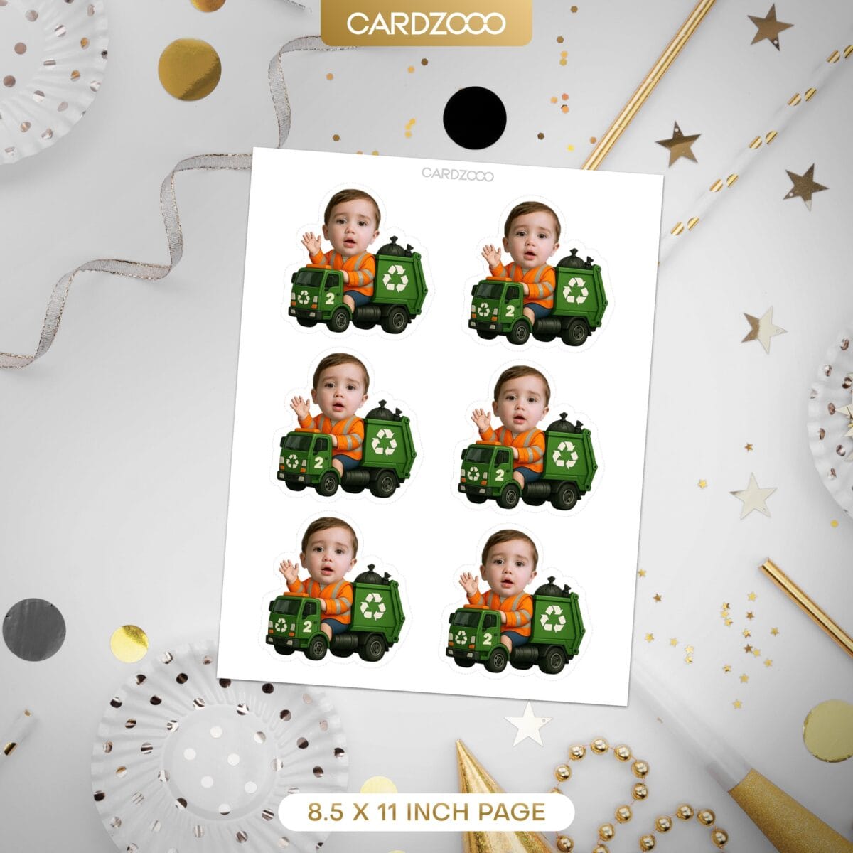 Garbage Truck Custom Face Cupcake Toppers - Image 2