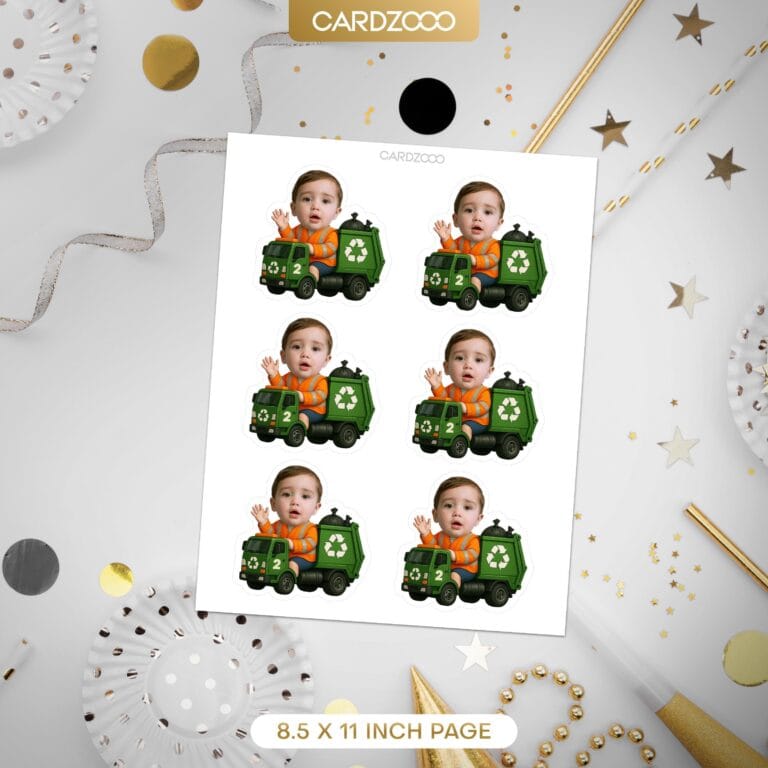 Garbage Truck Custom Face Cupcake Toppers - Image 2