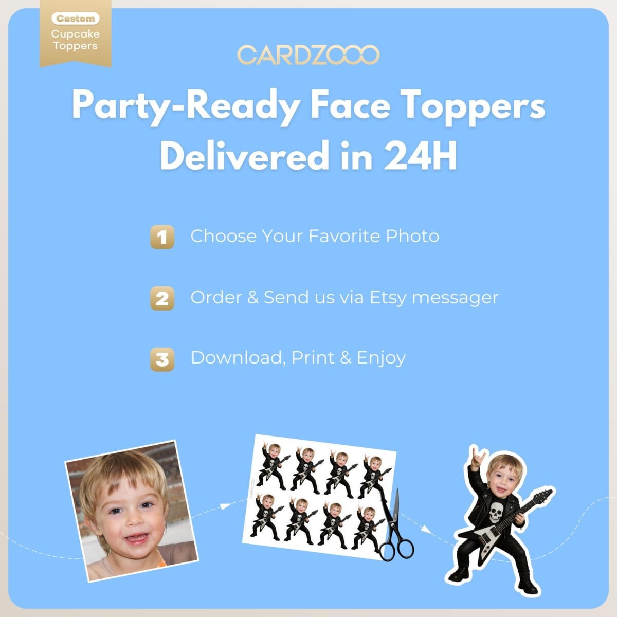 Rockstar Custom Face Cupcake Toppers - Image 3
